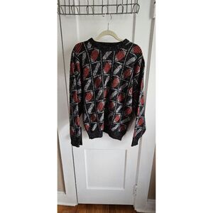 Scandia Vintage made in Usa Sweater tight knit Men's SZ Large  Black Red & White